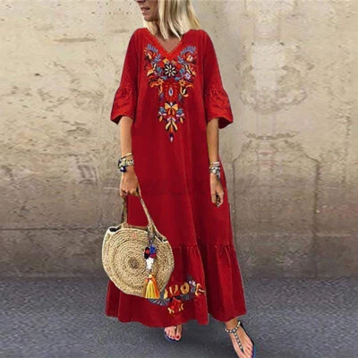 $22.99 • Buy ZANZEA 8-24 Women Maxi Long Sundress Full Length Kaftan Party Beach Floral Dress