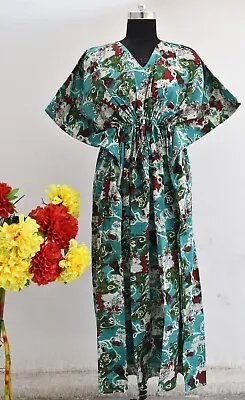 $37.64 • Buy Indian Cotton Multi Floral Kaftan Kaftan Dress Women's Clothing Bridal Gown AU
