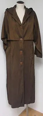 Maralyce Ferree Long Brown Iridescent Trench Coat W Fly Cape Light Weight Sz S • $80
