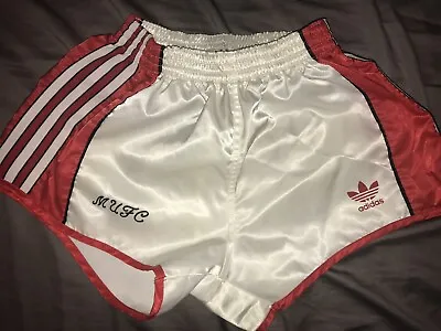 Adidas Nylon Shorts Vintage 80's MUFC 26  Running Sprinter Shiny Satin Retro • $99.99