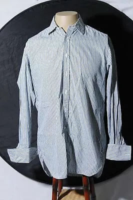 Thomas Pink 100% Cotton Men's Green Stripe French Cuff Dress Shirt Size 15 33 • $22.46