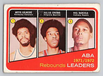 Topps 263 Leaders 1972-73 Rebounds Aba Daniels Erving Gilmore Julius Artis Pr/Fr • $10