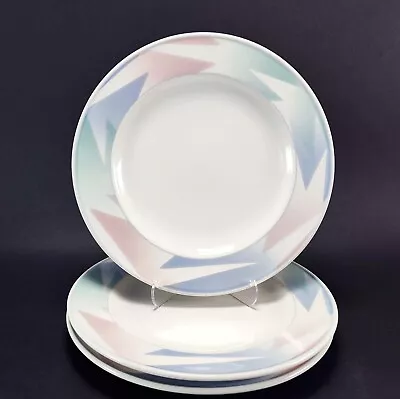 Mikasa Intaglio Fantazz Salad Plates Pink Blue Green Rim 8 3/8  Set Of 3 • $14.99