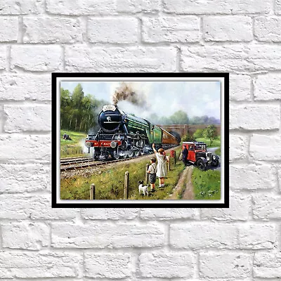 Train Crossing Retro Tin Sign Nostalgic Art Gift Home Decor • £3.95