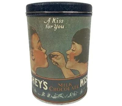 Vintage Hershey's Kisses Milk Chocolate Tin Can Canister 1980 Container Candy • $3.99