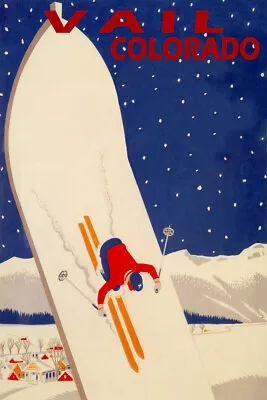 $21.06 • Buy Vail Colorado Skiing Snowboarding Ski Winter Sport Vintage Poster Repro FREE S/H