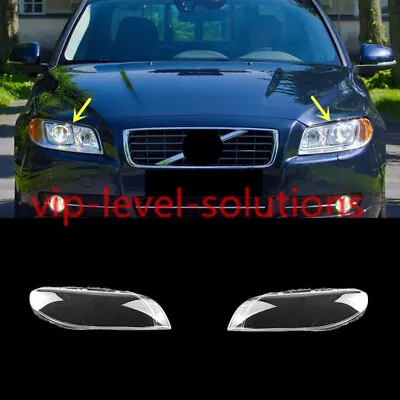 For Volvo S80 2009-2015 A Pair Headlight Lens Clear Cover + Sealant Glue • $208.68