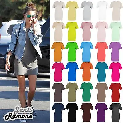 Womens T-Shirt Dress Oversized Shift Dress Plain Boyfriend Longline Mini Dress • $14.27