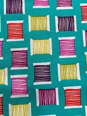 Fabric - OOP Colorful Design By Michael Miller Titled  Cool Spools  100% Cotton • $9.95