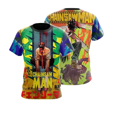 Anime Chainsaw Man 3D T-shirt Denji Pochita Men Women Short Sleeve Tee Tops • £15.46