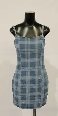 Divided By H&M Women's Sleeveless Checkered Denim Mini Dress LC7 Blue Medium NWT • $5