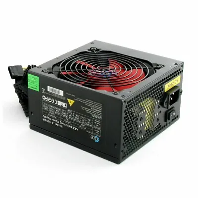 ACE Black 500W PSU PC Power Supply Unit Quiet 120mm Red Fan Desktop ATX New • £22.95