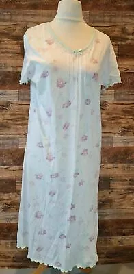 Damart White & Pink Patterned Short Sleeve Maxi Nightdress Size Medium • £13.49