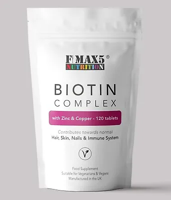 Biotin 10000mcg Zinc & Copper 120 Tablets | Healthy Hair Growth Skin & Nails • £3.99