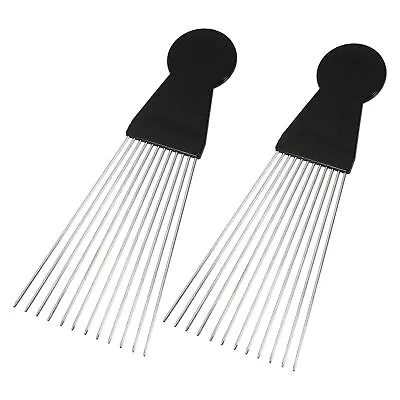 2 Pcs Metal Hair Pick Afro Comb Hairdressing Styling Tool Black 8.07 X3.03  • $9.99