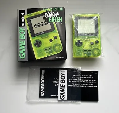 Nintendo Gameboy Pocket System - Extreme Green CIB Box Manual Inserts Console • $799.95