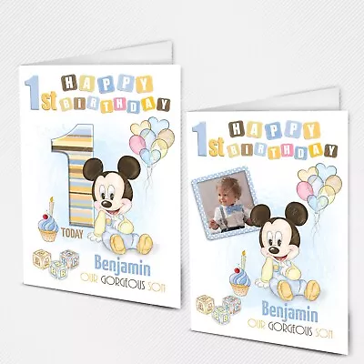 Personalised 1st First Birthday Card Mickey & Minnie Mouse Disney Baby Inspired • £3.70