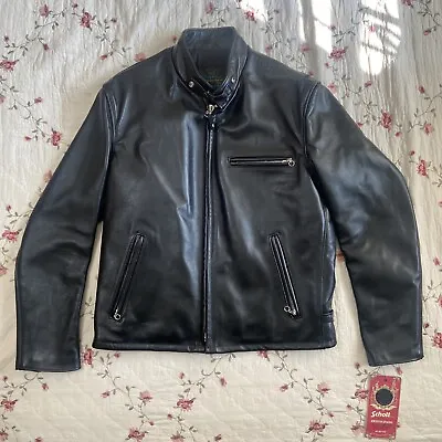 $920 • Buy Schott Brand New Cafe Racer 641hh Black Horsehide Leather Jacket Nwt