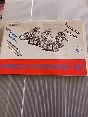 Ipswich Witches V Coventry Bees 1/10/92 Good Condition No Writing Rusty Staple  • £0.75
