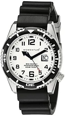 Momentum M50 Mark II Dive Watch White Luminous Dial W/Black Rubber Dive Strap • $324