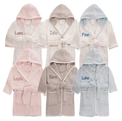 Personalised Baby Robe Toweling Dressing Gown Hood Toddler Baby Gift Boy Girl • £12.99