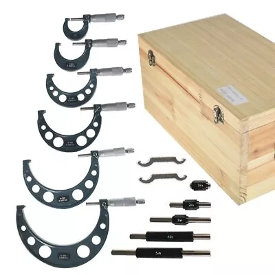 0-6 /0.0001  Outside Micrometer Set Premium Precision W/Carbide Tips Wooden Case • $109.16