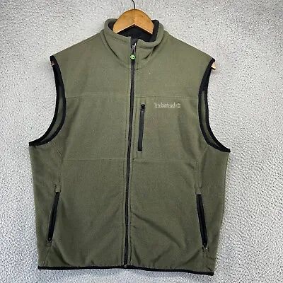 Timberland Sweater Vest Men's Medium Green Full Zip Polyester Fleece Pockets • $28.83