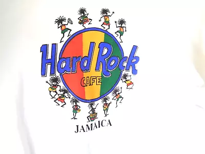 Vintage Hard Rock Cafe-Jamaica White T-Shirt Tribal Rainbow Size Large • $11.70