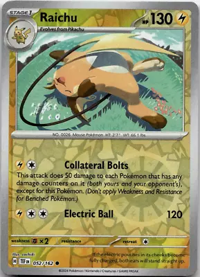 Pokemon - Raichu  • 052/162 - Reverse Holo - Temporal Forces - NM/M • $0.99