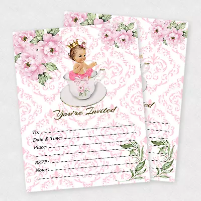 Girl Baby Shower Invitation Tea Baby Shower Invite Luncheon Birthday Princess 20 • $17.70