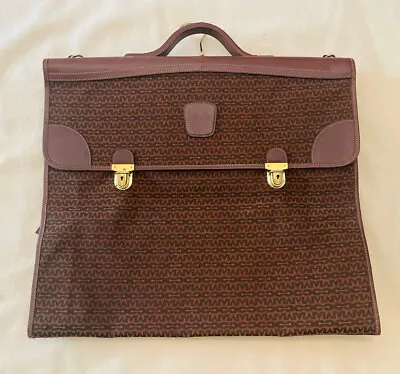 Vintage Mark Cross Monogram Canvas Full Grain Leather Garment Bag Luggage • $699.99