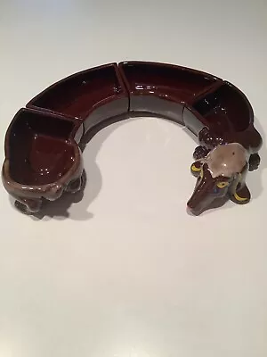 VTG Dachshund Weiner Dog Relish Snack Condiment 4 Piece Serving Tray Ceramic • $21.99