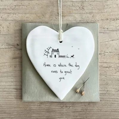 East Of India Porcelain Hanging Heart - Home Is Where The Dog Pet • £5.99