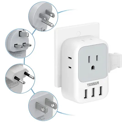 International Travel Power Adapter With 4 Outlet 3 USB Ports For Cruise Ship • $17.49