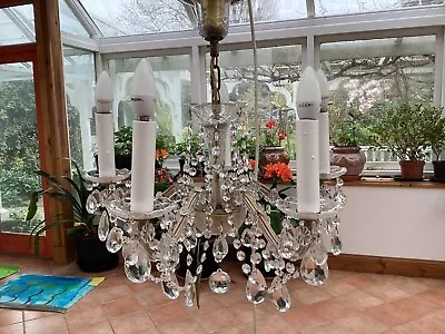 Chandelier Crystals Glass Drops 5 Branch Retro Shabby Chic Vintage. No Shades. • £20