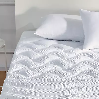 Mattress Pad Cover Memory Foam Pillow Top Cooling Overfilled Topper Deep Pocket • $40.13