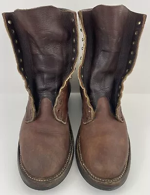 Unbranded Packer 9  Leather Brown Boots Lace-Up Vibram Sole Size 11.5 E • $39