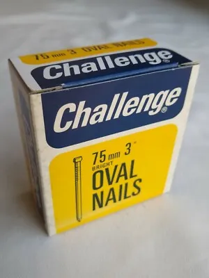 Challenge 75mm 3  Bright Steel Oval Nails Lost Head Prevents Splitting 225g • £2.69