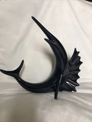 $42.95 • Buy STUDIO ART POTTERY Ceramic MARLIN Sculpture DARK BLUE SIGNED “AR”
