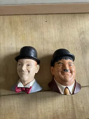 1984 - CHALKWARE HEAD STAN LAUREL & OLIVER HARDY - Wall Hanger - LEGEND PRODUCTS • £44.99