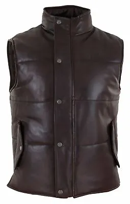 Leather Jacket Vest Biker Motorcycle Vintage Men Coat Mens Retro Moto Brown 62 • $36.58