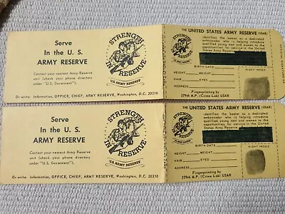Vintage United States Army Reserves Recruitment Wallet Cards 1964 • $12.79
