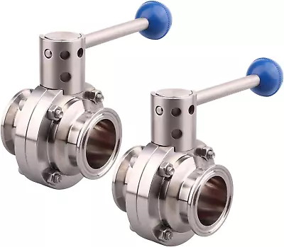 2 Pack 1.5 Inch Tri Clamp Sanitary Butterfly Valve With Pull Handle Stainless St • $52.79