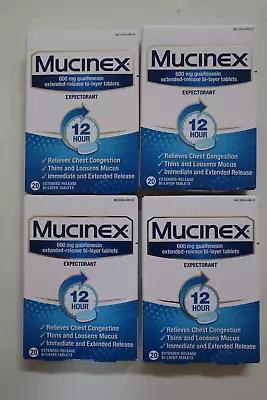 4 Pack Mucinex 12-Hour Chest Congestion 600mg Tablets - 20 Ct Exp 05/2025 • $24