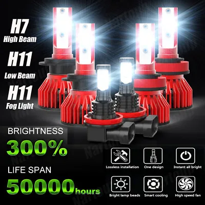 6X Combo H7+H11+H11 LED Headlight Bulbs Hi/Lo Beam Fog For Ford Fusion 2006-2018 • $35.99