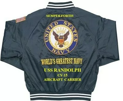 Uss Randolph  Cv-15 Carrier Navy Embroidered Satin Jacket (back Only) • $169.95
