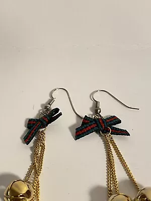 $11.02 • Buy Vintage Christmas Jingle Bells Dangle Earrings, Make Noise Gold Bells Rare