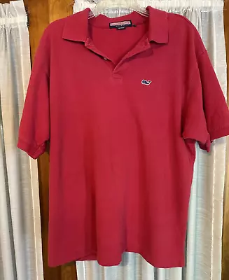 Vineyard Vines Large Red Short Sleeve Polo Shirt Golf Whale Logo Preppy Casual • $15