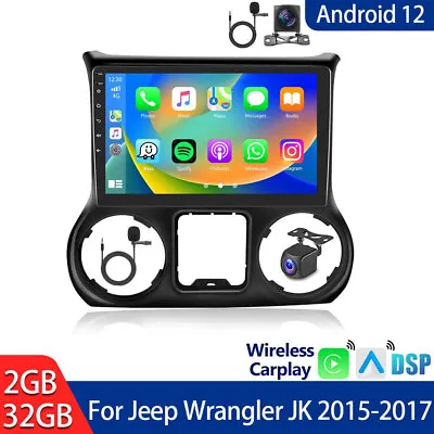 10.1  Android 12 Car Stereo Radio GPS Carplay DSP For Jeep Wrangler JK 2015-2017 • $127.99