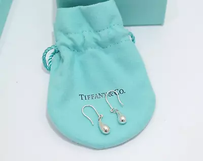 Tiffany & Co. Sterling Silver Elsa Peretti Teardrop Dangle Drop Hook Earrings • $150